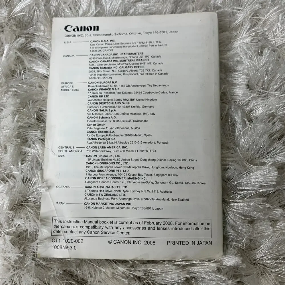 Canon EOS Rebel XSI or 450D Owners Manual